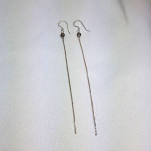 Sterling Silver Minimalist Grey Crystal Chain Earrings